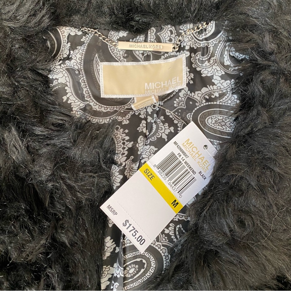 Michael Kors Faux Lamb Fur Black Vest M - Picture 2 of 6